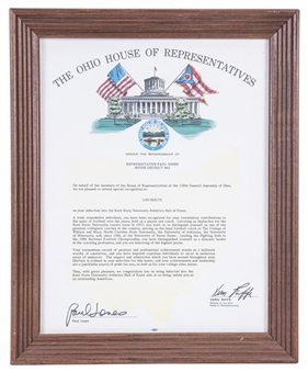 The Ohio House of Representatives Special Recognition To Lou Holtz Framed to 13x16" (Holtz LOA)